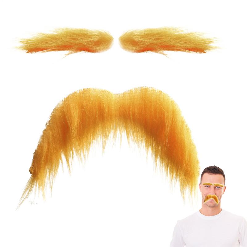 Yellow Mustache And Eyebrows Yellow Eyebrow Beard Set Artificial Beard Fake Eyebrow Novelty Prop For Cosplay Eyebrow Beard Set