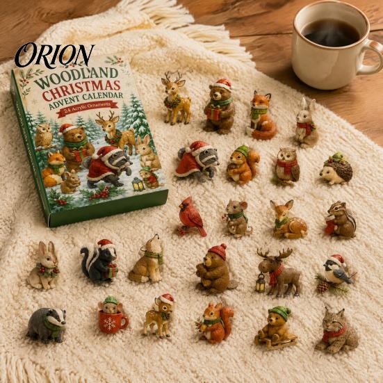 Advent Calendar for Boys 24 Days Christmas Calendar, Forest Animals Countdown Cute Acrylic Collectible Toys Holiday Party Decoration Elf Figures