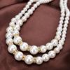 White Faux Pearl Necklace Ladies 2 Strands Beads Choker Elegant Layered Necklace Jewelry for Dating Weddings Parties