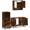 3 Piece Bathroom Furniture Set Smoked Oak Wood Based Panel