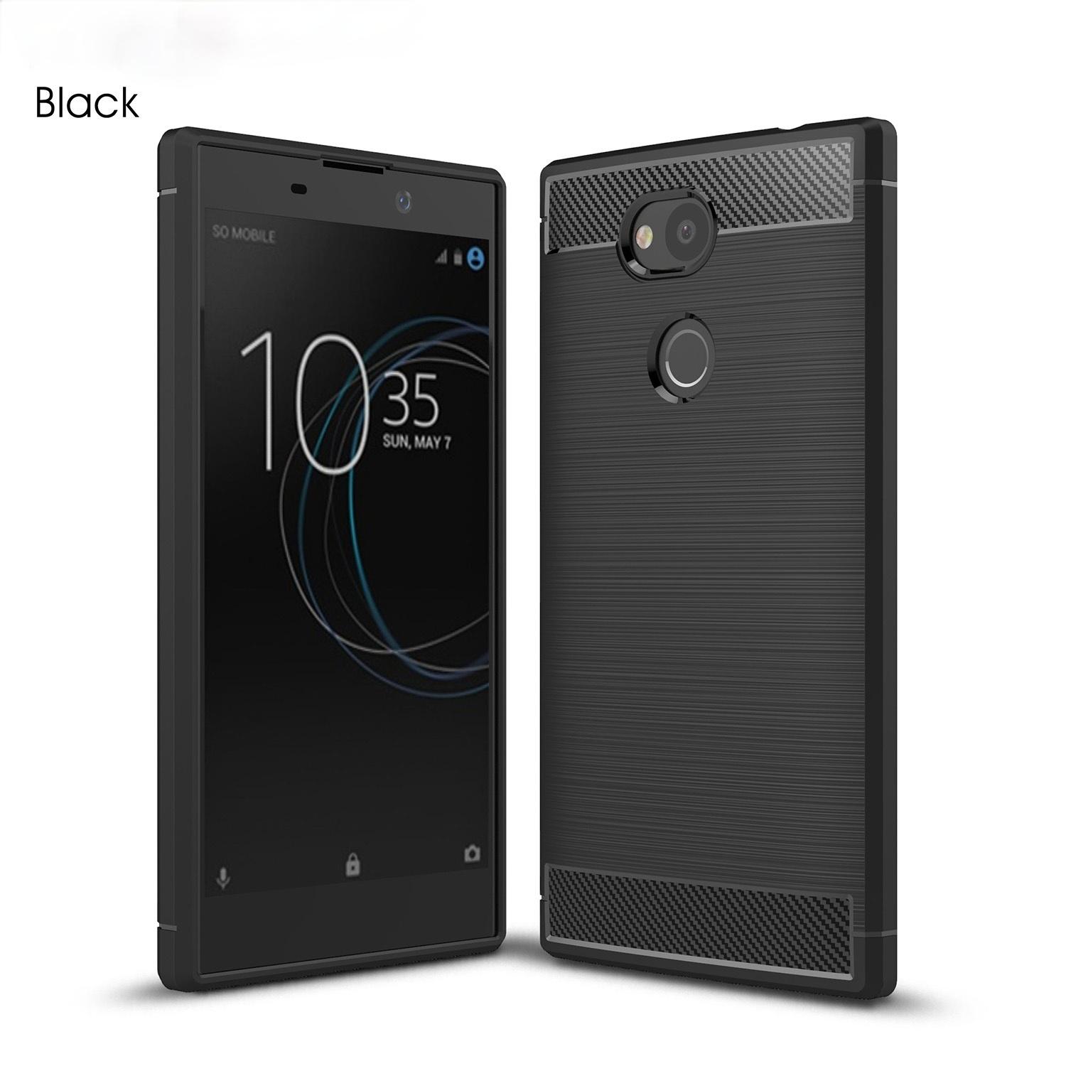 

Чехол из углеродного волокна для Sony Xperia L3 L2 L1, мягкий противоударный чехол для Sony 1 5 10 XA1 XA2 Plus, ультра антидетонационный силиконовый чехол Xperia 10 чёрный