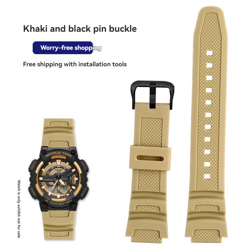 W218H Resin Silicone Band for Casio AE-1200 AE-1100 SGW-300 SGW-400 MRW200 Watch, Replacement Strap Sport Wristband