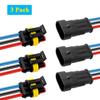 HYAT 3 Sets Car Waterproof Electrical Connector,18 AWG 3 Pin Plug Auto Electrical Wire Connectors Marine For Car, Truck, Boat, And Other Wire
