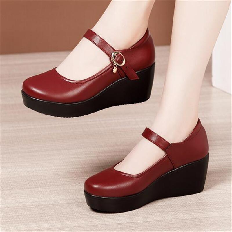 Fashion Size 32-43 Women's Shoes Platform Wedge 2024 New Women's Spring Shoes High Heel Fashion Mid-aged Shallow Mouth Mother Shoes