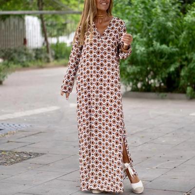 Maxi Dress Contrast Color Dress Up Thin Trendy Soft Lady Summer Dress Lady Clothes