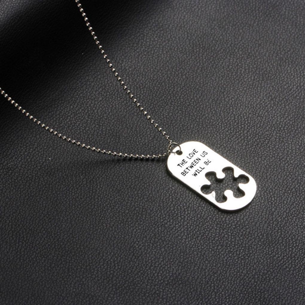 2Pcs Couples Lovers Disc Necklace Letters Women Girls Men Personalized Puzzle Pendant Sweater Chain