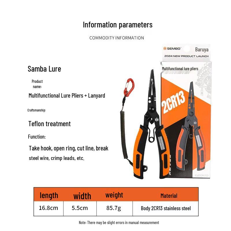 Samba Multifunctional Fishing Pliers: Split Ring Opener, Long Nose Hook Remover, Fish Gripper