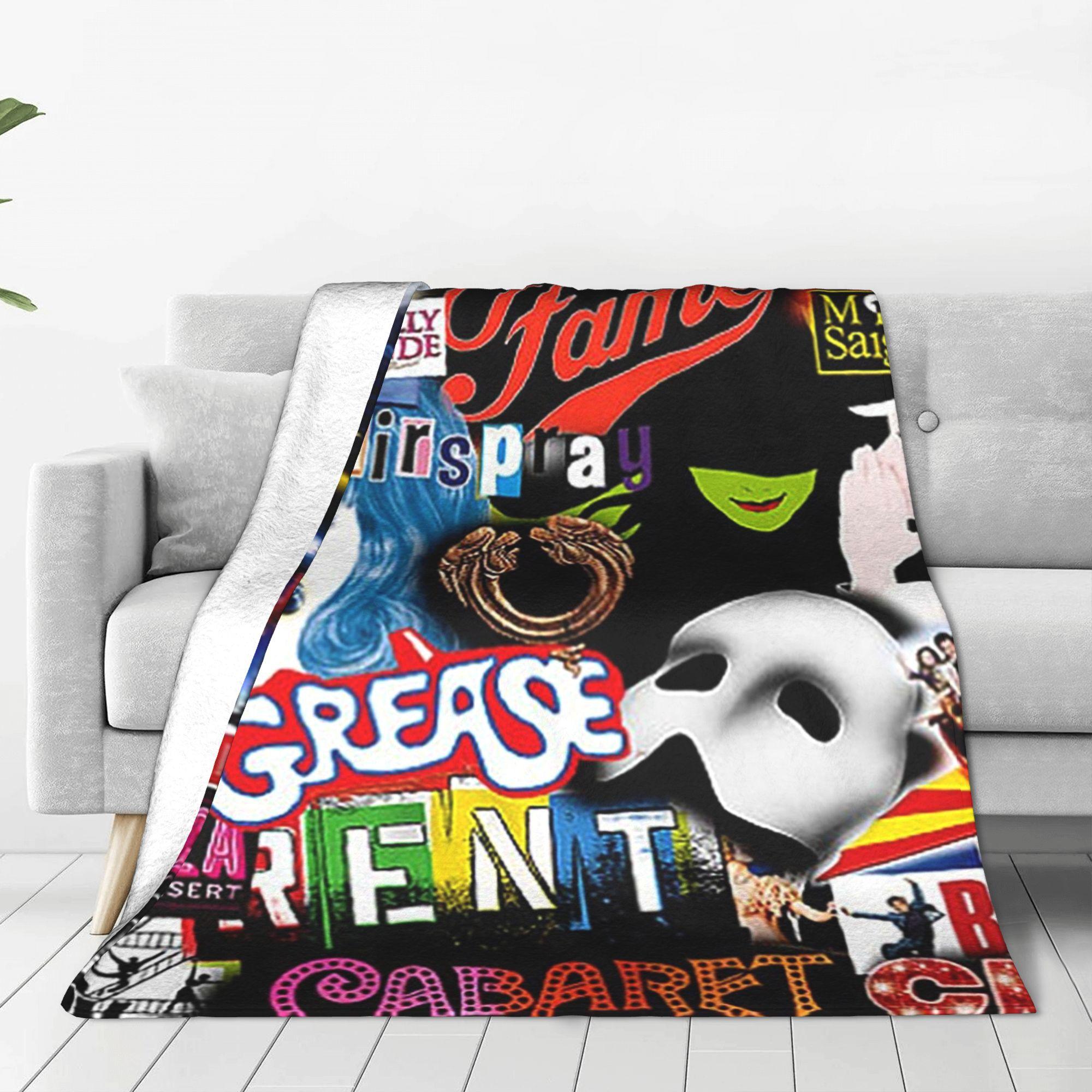 Exquisite Fashion Items Unisex Broadway Musical Collage Blankets Multi-Function Flannel Sofa Throw Blanket For Couch Bedding Travel Throws Bedspread Quilt