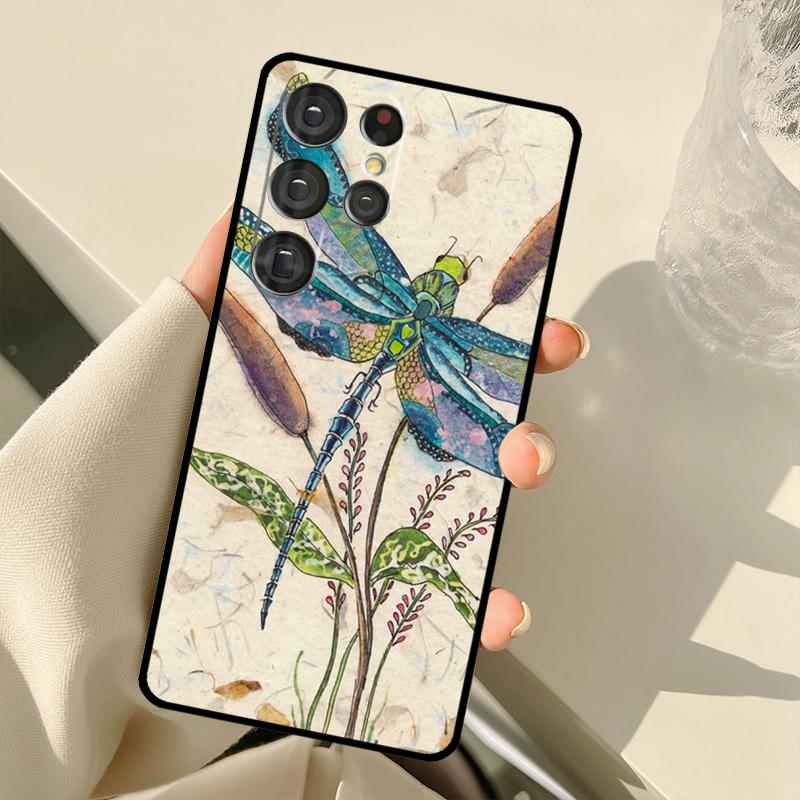 Luxury Dragonfly Case For Samsung Galaxy S22 Ultra S21 S20 S24 S25 Ultra S9 S10 Plus S23 FE S25 FE Back Cover