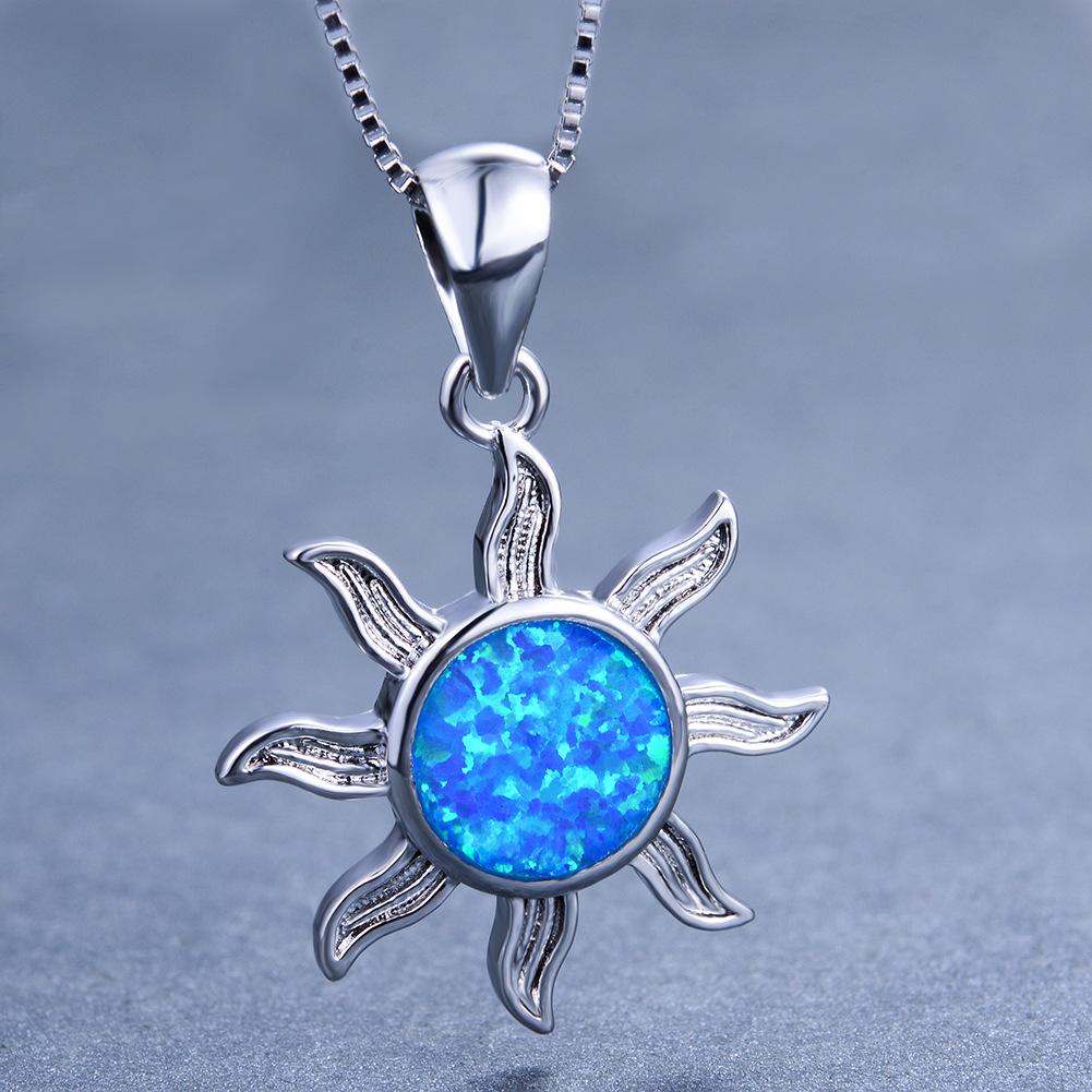 

Sun Shaped Pendant Necklace Womens Fashion Hip hop Creative Necklace 925 silver