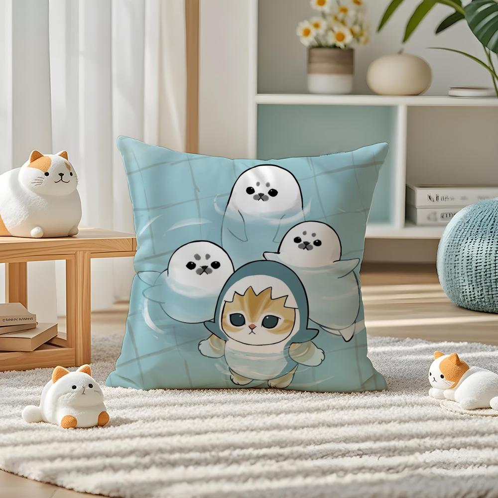 Luxury Cute mofusand cat Pillow Case Silky elegant Comfort Sofa Bed Invisible zipper