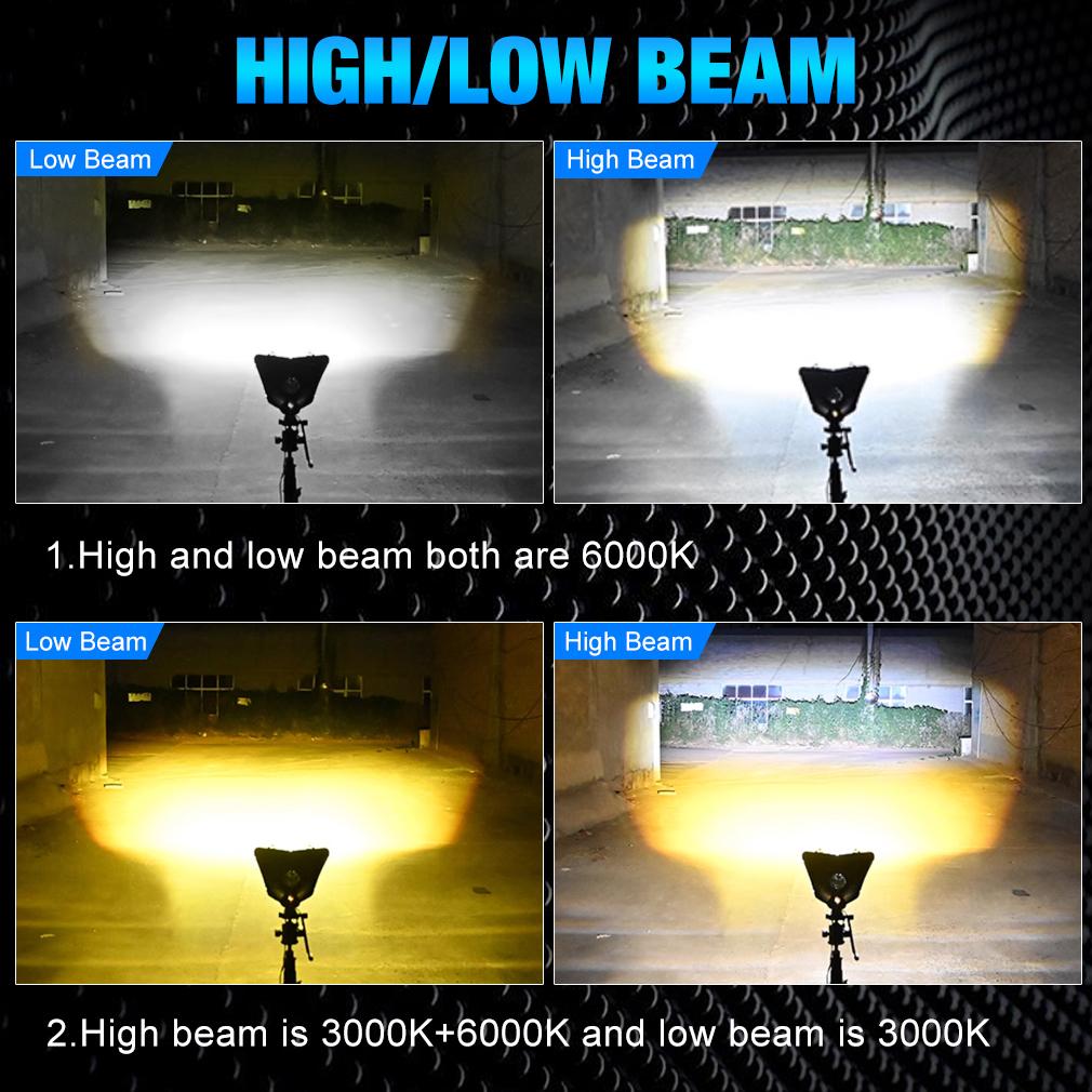 1Pc H4 LED Dual Color Motorcycle Headlight Bulbs BA20D with Fan Hi/Lo Beam 15W 12000LM 12V Fog Lamp Scooter Yellow White 3000K 6000K Motor Accessories