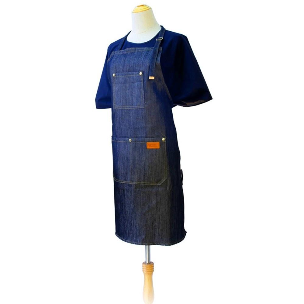 Lightweight Salon Working Clothes with Pockets Barber Cloth Wrap Denim Apron Uniform  Cooking