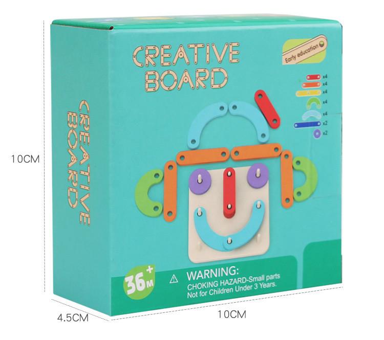 

Geometric Wooden Creative Shape Puzzle Nail Board Kid Toy For Color Cognition