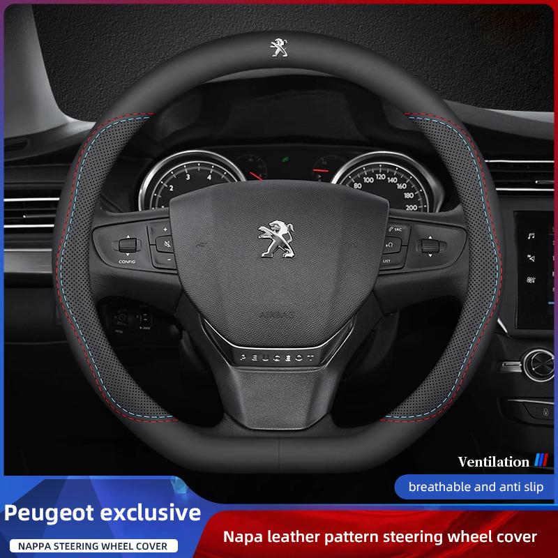 Auto 38CM Lenkradbezug Atmungsaktiv Anti-Rutsch Leder für Peugeot 5008 408 308 Landtrek 208 2008 3008 Rifter 508 301 108