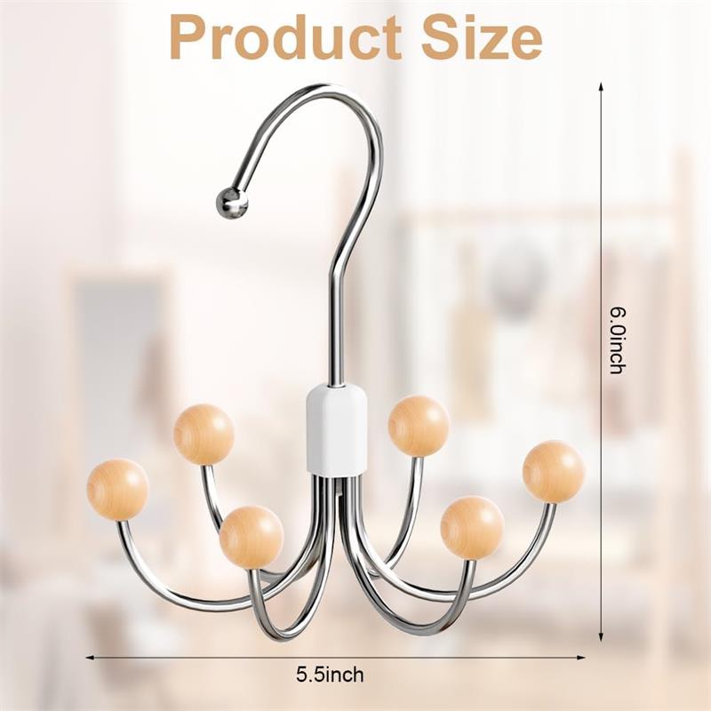 360° Rotatable Scarf Clothes Hangers Wooden Ball Wardrobe Hooks