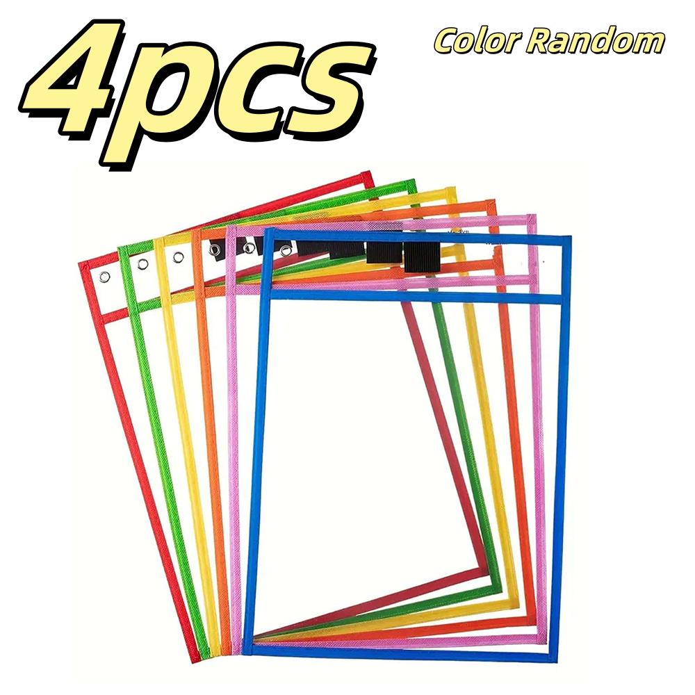 2-10Pcs Document Storage Bag Reusable Waterproof Clear Color Random File Folder Wiping Kids Drawing Board For School Office Tool