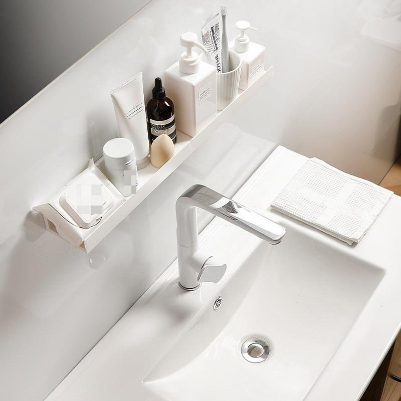White No Drill Bathroom Shelf Shower Storage Rack Abs Corner Wall Mounted Shampoo Holder For Kitchen Organization