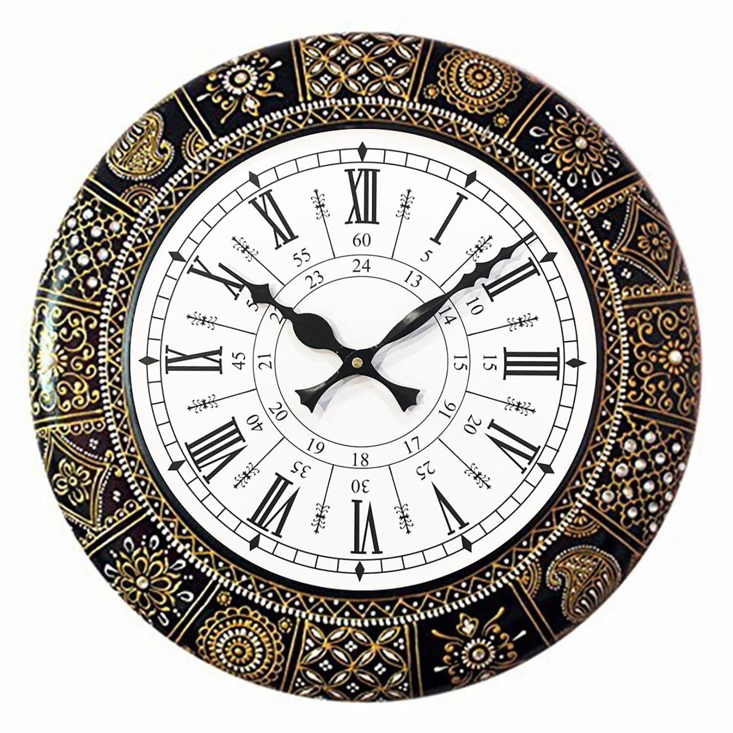 

Деревянные антикварные аналоговые настенные часы с росписью «Цветочный дизайн» для дома, офиса, школы, спортзала, магазина и в подарок |