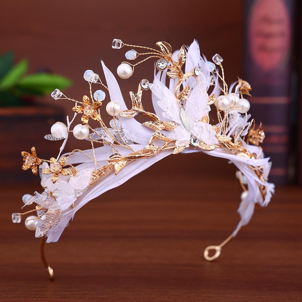 European and American Bride Crowns Handcrafted Feather Crowns  Hairbands Exquisite Wedding Gowns  Wedding Dresses  and Accessories