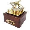 Square Brass Sundial Compass In Glass, Wooden Box Polished Finish, Sun Dial Navigation Sun Clock Replica Nautical Outdoor Pocket