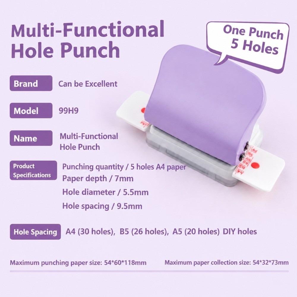 Multi Holes Loose Leaf Punch Portable Book Binding Tool Hole Punch Machine DIY Craft Project