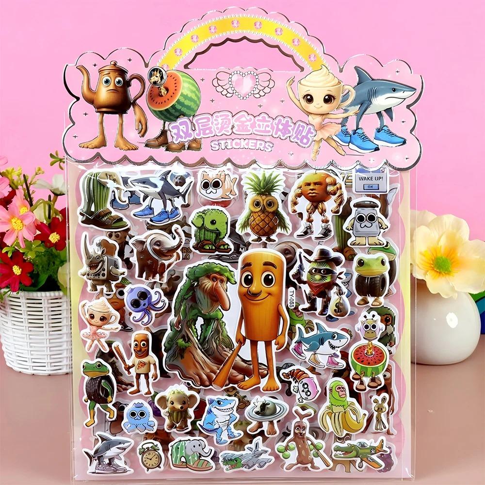 5/20PCS Tung Tung Sahur Italian Brainrot Animals Bubble Stickers DIY Notebook Phone Guitar Cartoon 3D Puffy Sticker Playthings GiftsAA