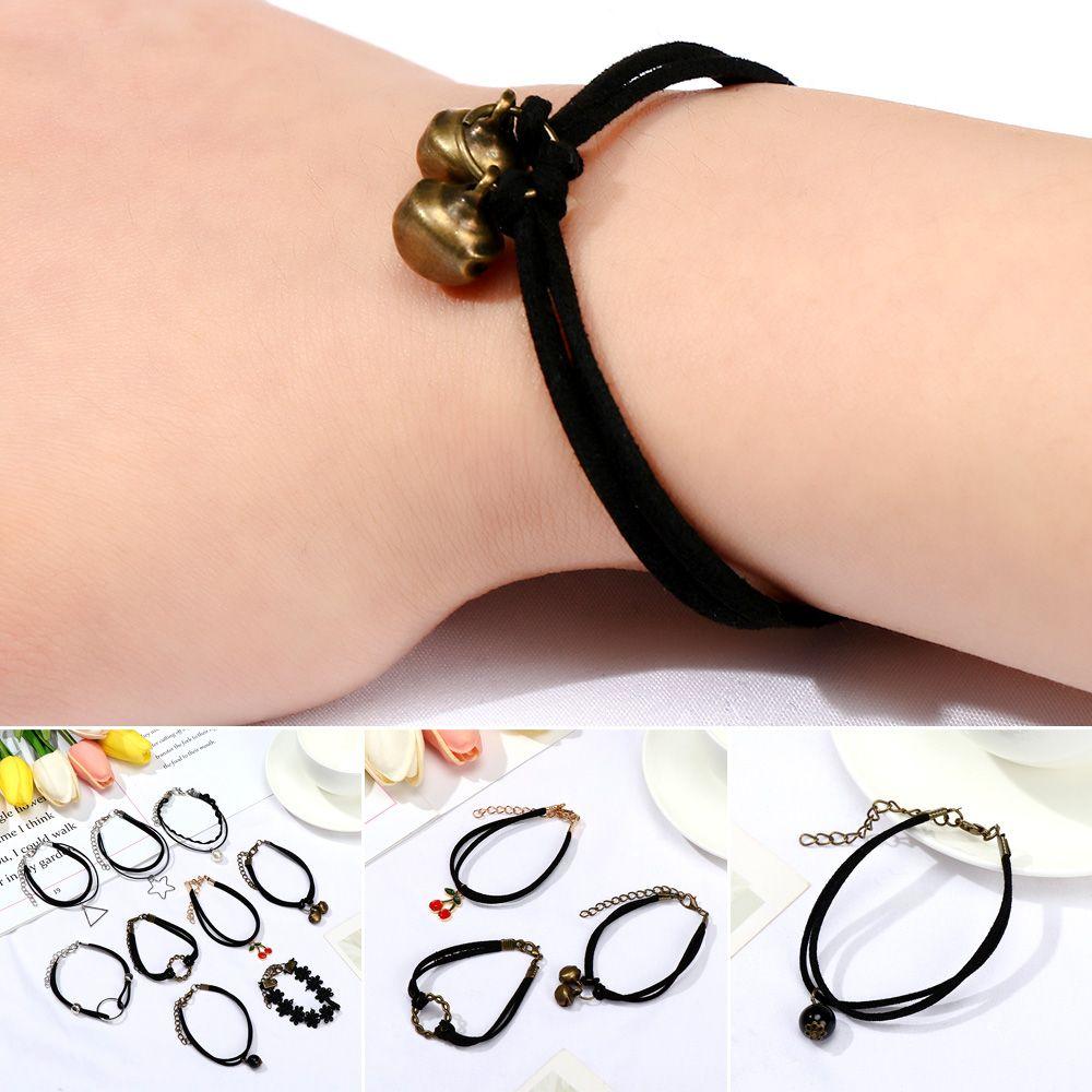 

Fashion Gothic Black Charm Flower Hollow Lace Bracelet Black Chain