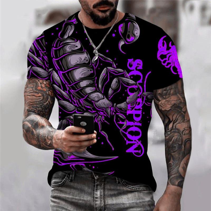 Trendová pánská trička Scorpion Graphic Krátký rukáv O-výstřih Street 3D zvířecí potisk Pánské tričko 6XL Letní ležérní topy velké velikosti