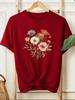 Floral Fashion Tee Breathable Women's Casual Fashion T-Shirt Crew Neck Short Sleeve Colorful Floral Women Clothing