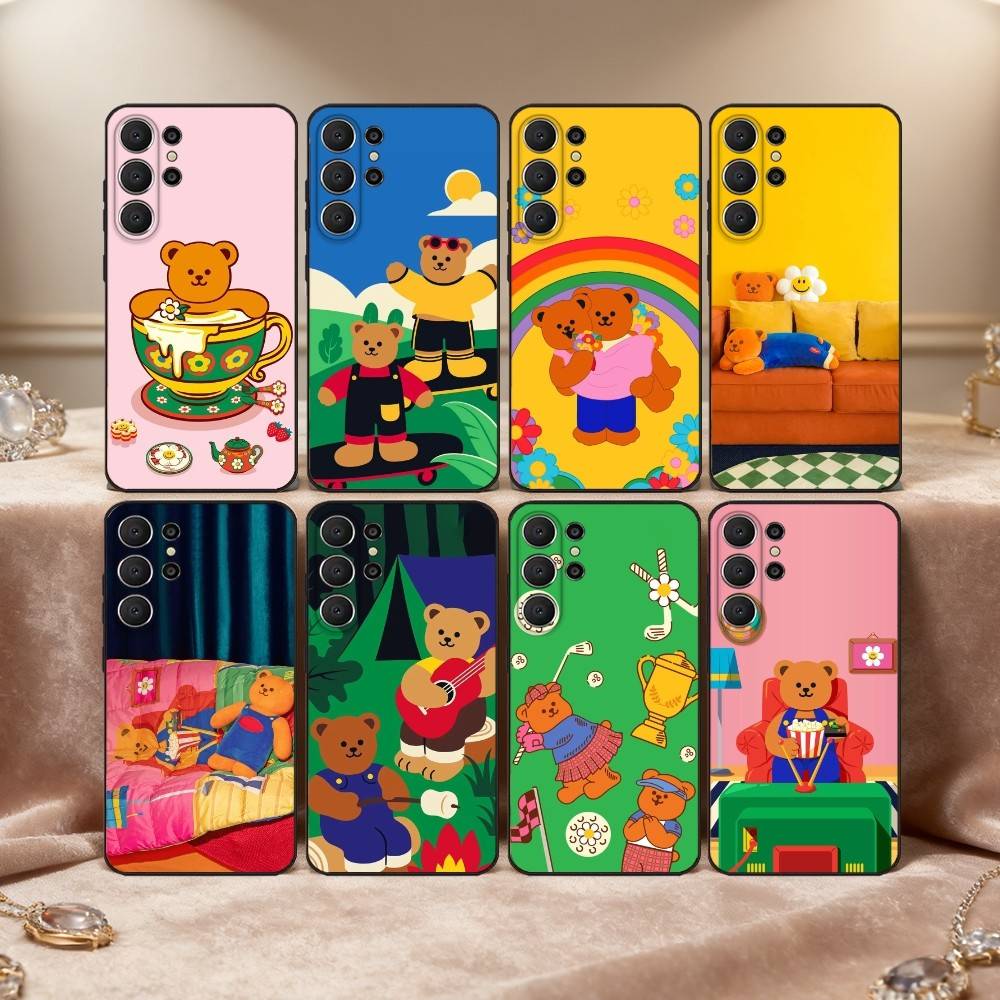 CUTE W-Wiggle C-Cookie Phone Case For Samsung S26,S25,24,23,22,30,21,10,9,Ultra,Plus,Lite,Black Soft Case