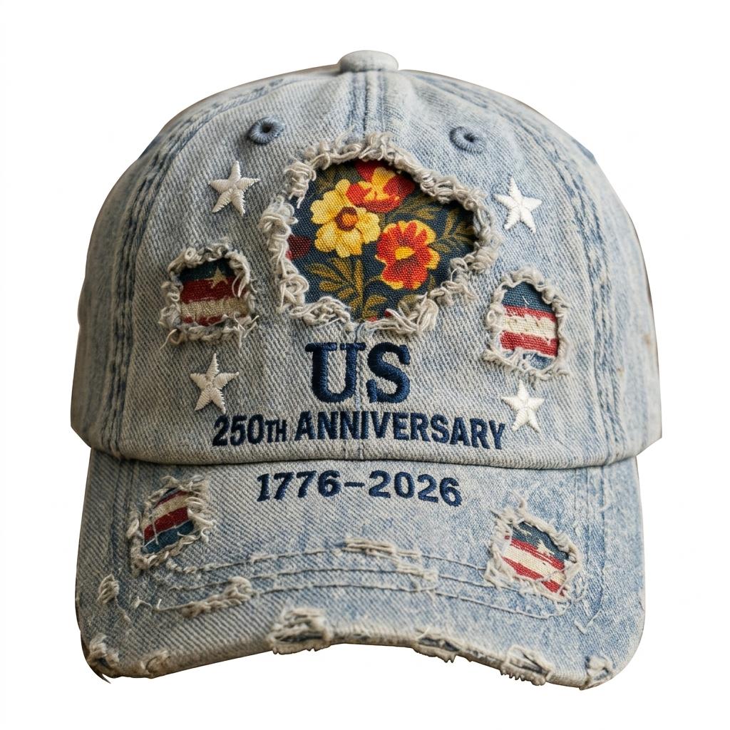 USA 250th Anniversary Commemorative Baseball Cap Unisex Adjustable Hat Popular Baseball Cap Retro Embroidered Baseball Cap