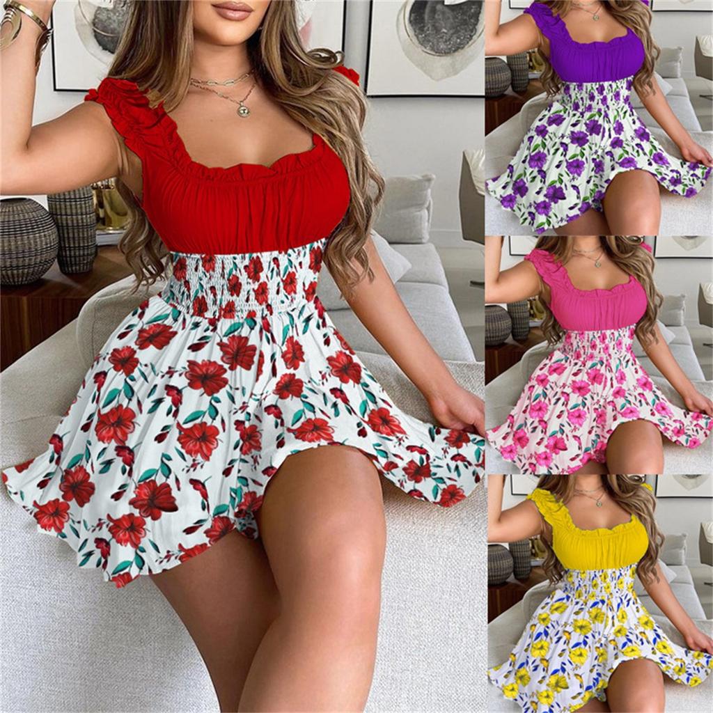 Women's Casual Printed Dresses Round Neck Basic Classic Outdoor Daily Sleeveless Loose Dresses