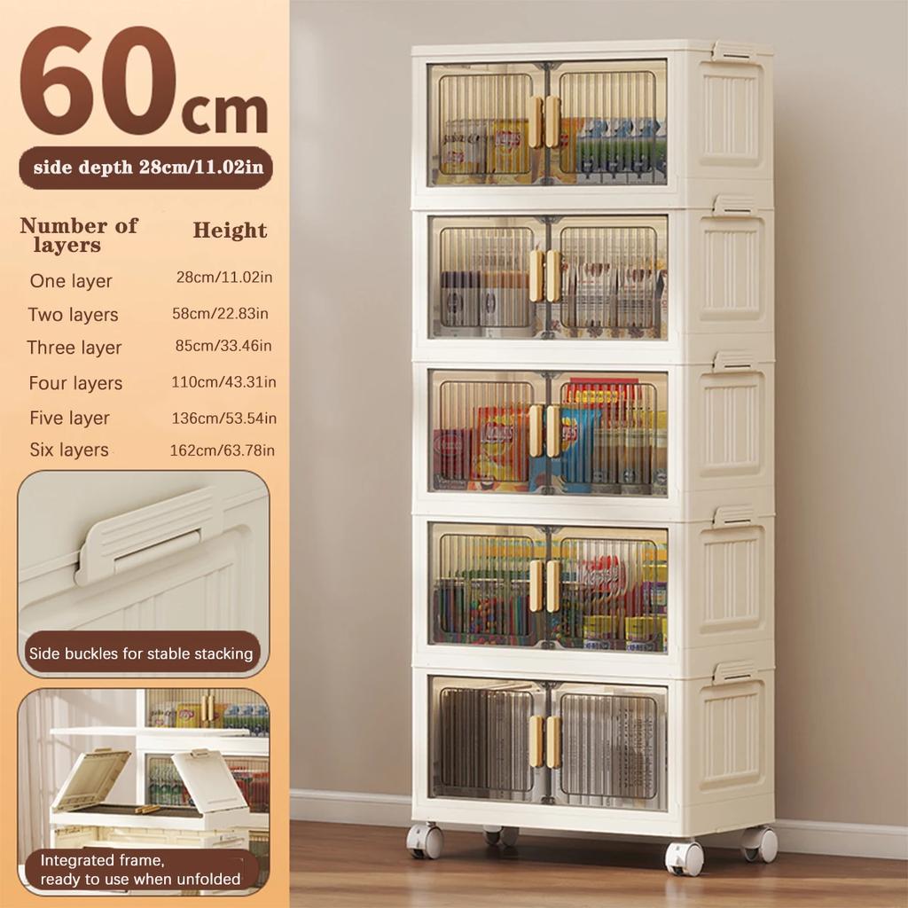 Skládací úložná skříňka 1-6 polic s kolečky Velkokapacitní úložná skříň Úložný box Organizér na oblečení Úložný kontejner