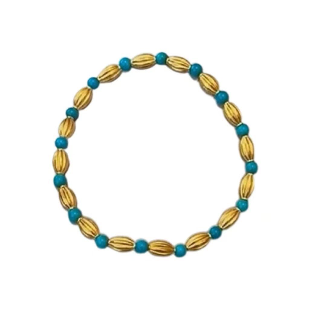 

1111 new popular green pine small rice bracelet retro new Chinese gold exquisite beaded bracelet women s jewelry