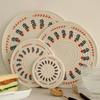 Handwoven Cotton Rope Placemat with Original Print Heat-Resistant Non-Slip Round Table Mat Decorative Kitchen Dining Accessory.