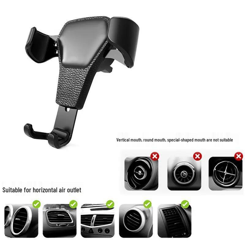 Gravity Anti-Shake Leather Car Phone Holder for Air Vent