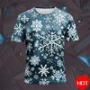 Funny 3D Snowflake Print Men's T Shirt Christmas Casual Loose Short Sleeve Tops Fashion New Year Gift