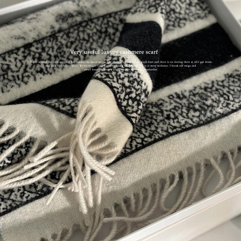 

Wool Scarf Women s Winter Double Sided Houndstooth Thickened Warm Scarf Shawl 180*30cm