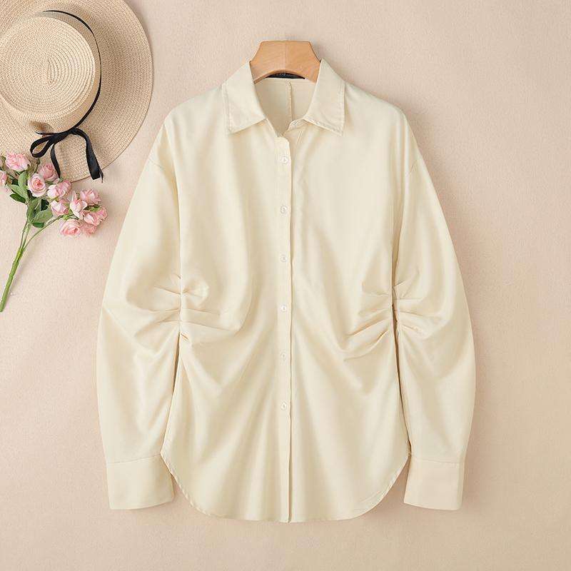 ZANZEA Bluză lejeră cu mânecă lungă, cu guler răsturnat pentru femei