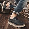 Leather Shoes Men's 2025 New Leather Trend Versatile Casual Shoes Thick Sole Heightened Non-slip Soft Sole Simple Lace-up Leather Shoes