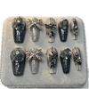 High-End 3D Black Crystal Butterfly Gradient Rose Press-On Nails