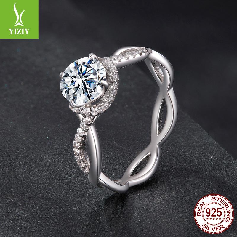 D Color 1 Carat Mozzarella Diamond Ring Wedding Ring, Timeless Elegance S925 Sterling Silver Engagement Ring