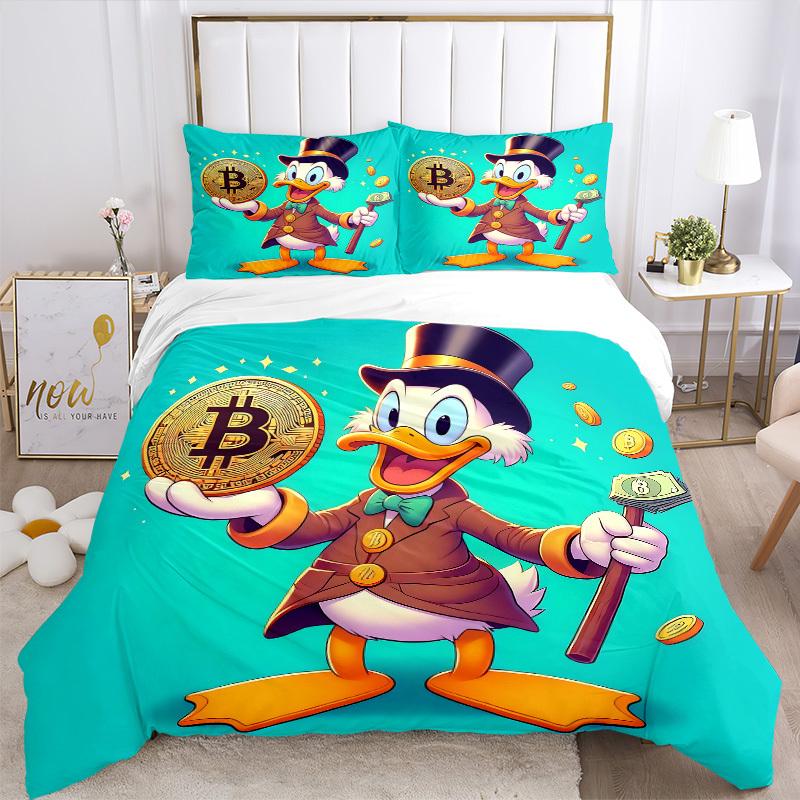 3pcs set Donald Duck1pc of quilt cover+2pcs of pillowcase, no core, print bedding, All Seasons Bedroom Setting033