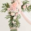 Artificial Wedding Arch Flowers with Drape Fake Silk Decoration Door Wreath for Shower Lawn