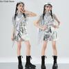 Girls Hip Hop Silver Shawl Sequin Tank Top Street Dance Skirts Kids Shiny Jazz Costumes Clothes Sets Children K-pop Streetwear