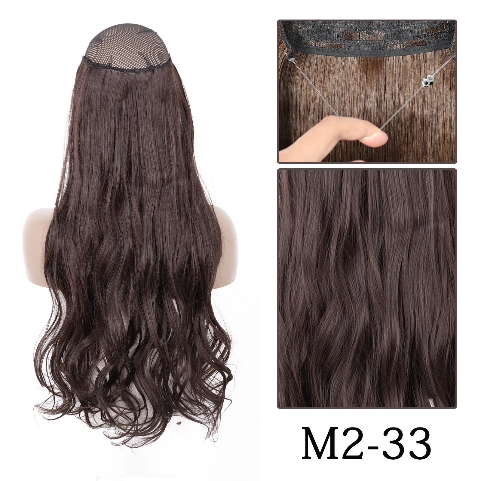 

MERISIHAIR без зажимов для наращивания волос, синтетические длинные прямые регулируемые шиньоны с рыбьей леской для женщин 55CM