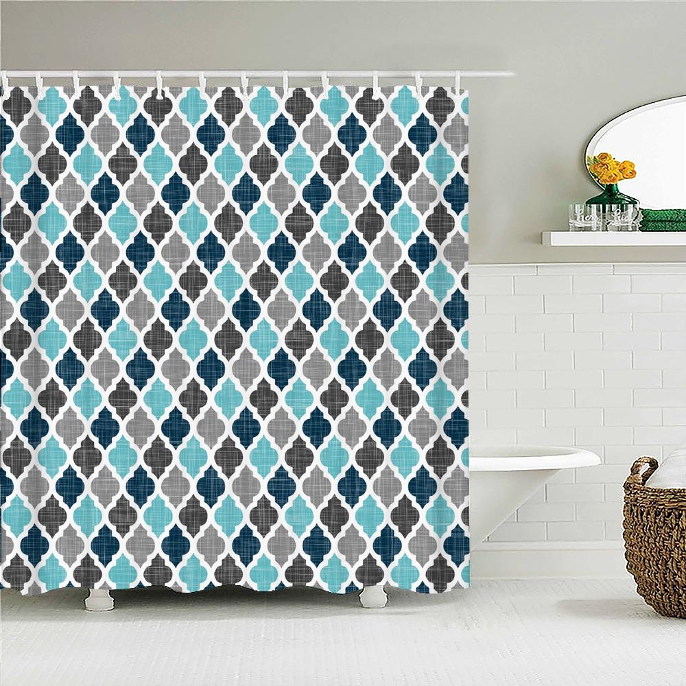 Geometrisches Muster Druck Duschvorhang Badezimmer 3D Wasserdicht Stoff Duschvorhänge Groß 180X200cm Für Badezimmer Vorhang