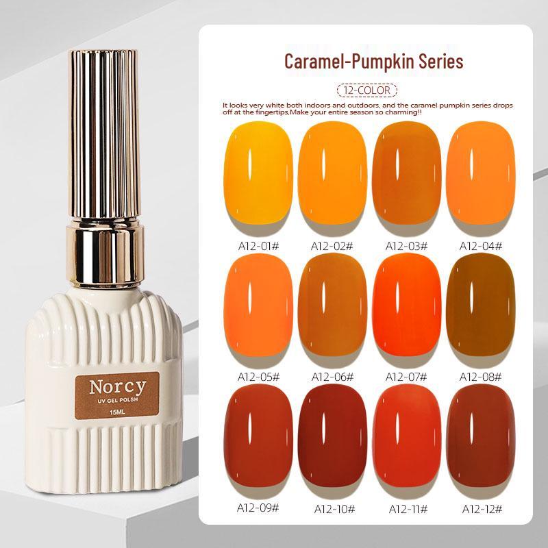 

2024 Caramel Pumpkin Nail Gel: Versatile, Skin-Tone Flattering Orange-Red for Light Therapy Nail Salons