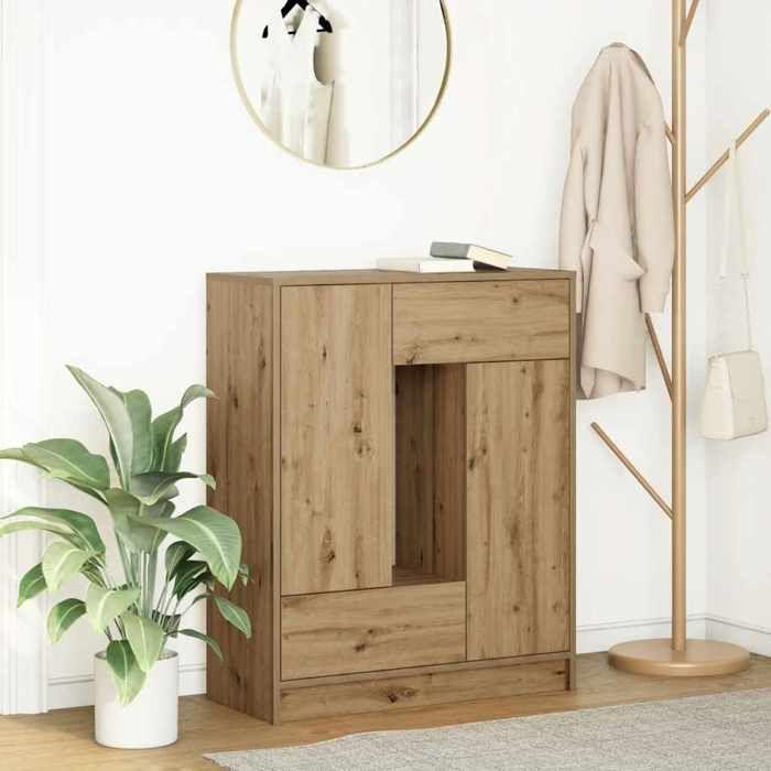 VidaXL Buffet avec tiroirs et portes chêne artisanal 73x31x90 cm, meuble de rangement, armoire de buffet, meuble d'entrée, 861858
